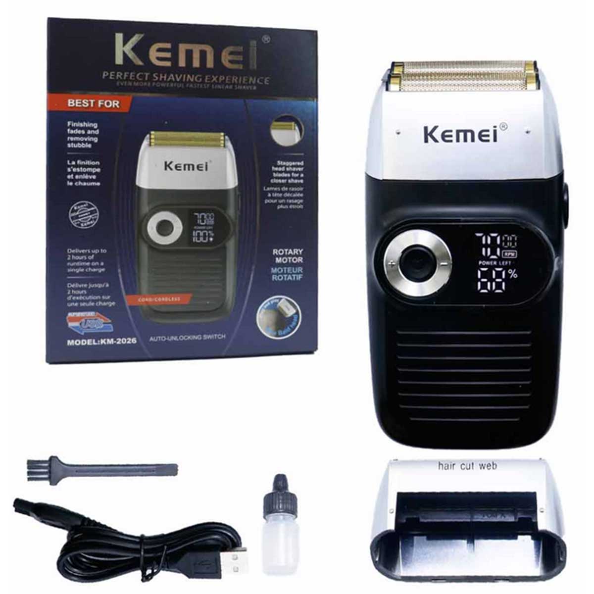 Επαναφορτιζόμενη Ξυριστική Μηχανή Προσώπου Kemei KM-2026 Μαύρο