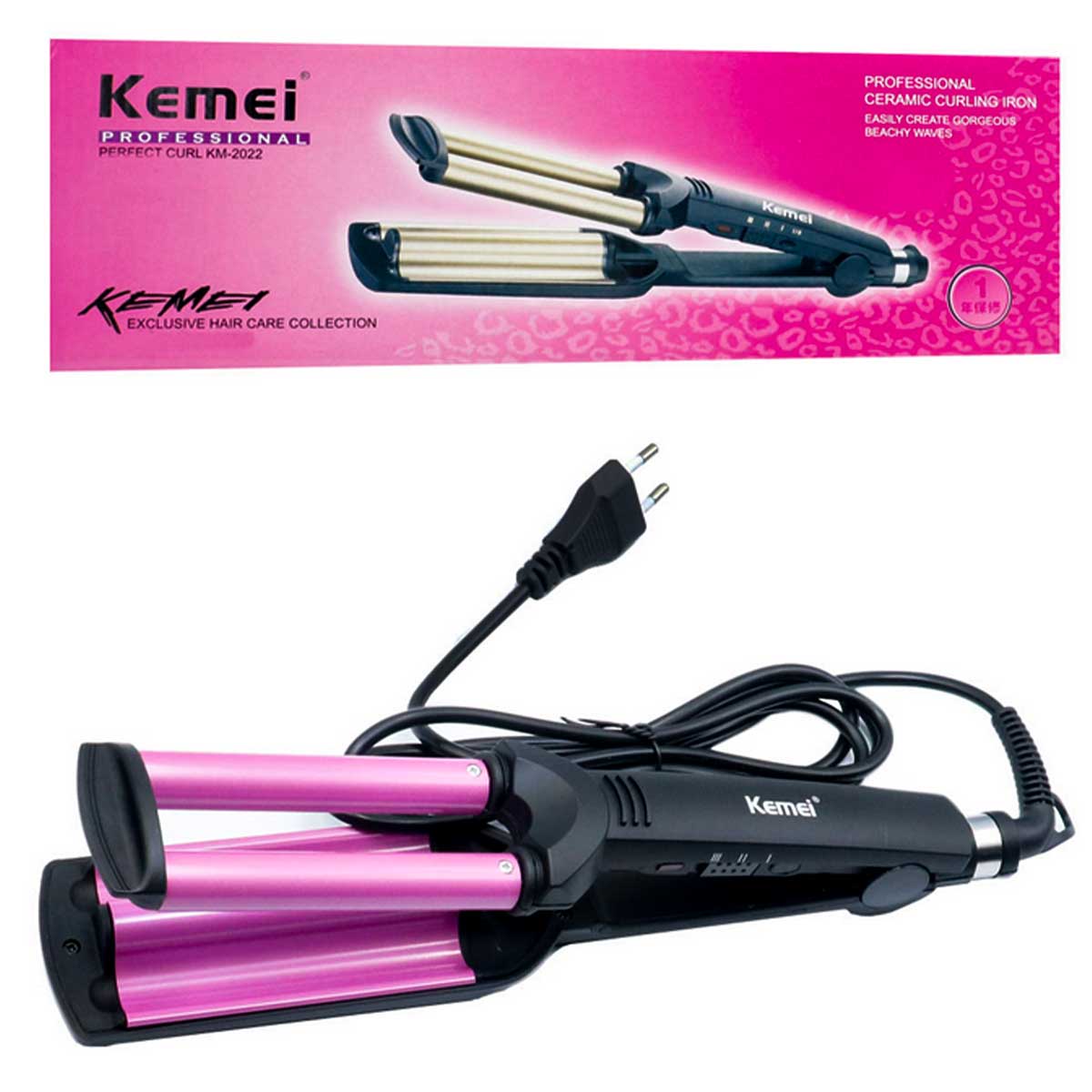 Ψαλίδι Μαλλιών για Κυματιστά Μαλλιά Kemei KM-2022 Ροζ