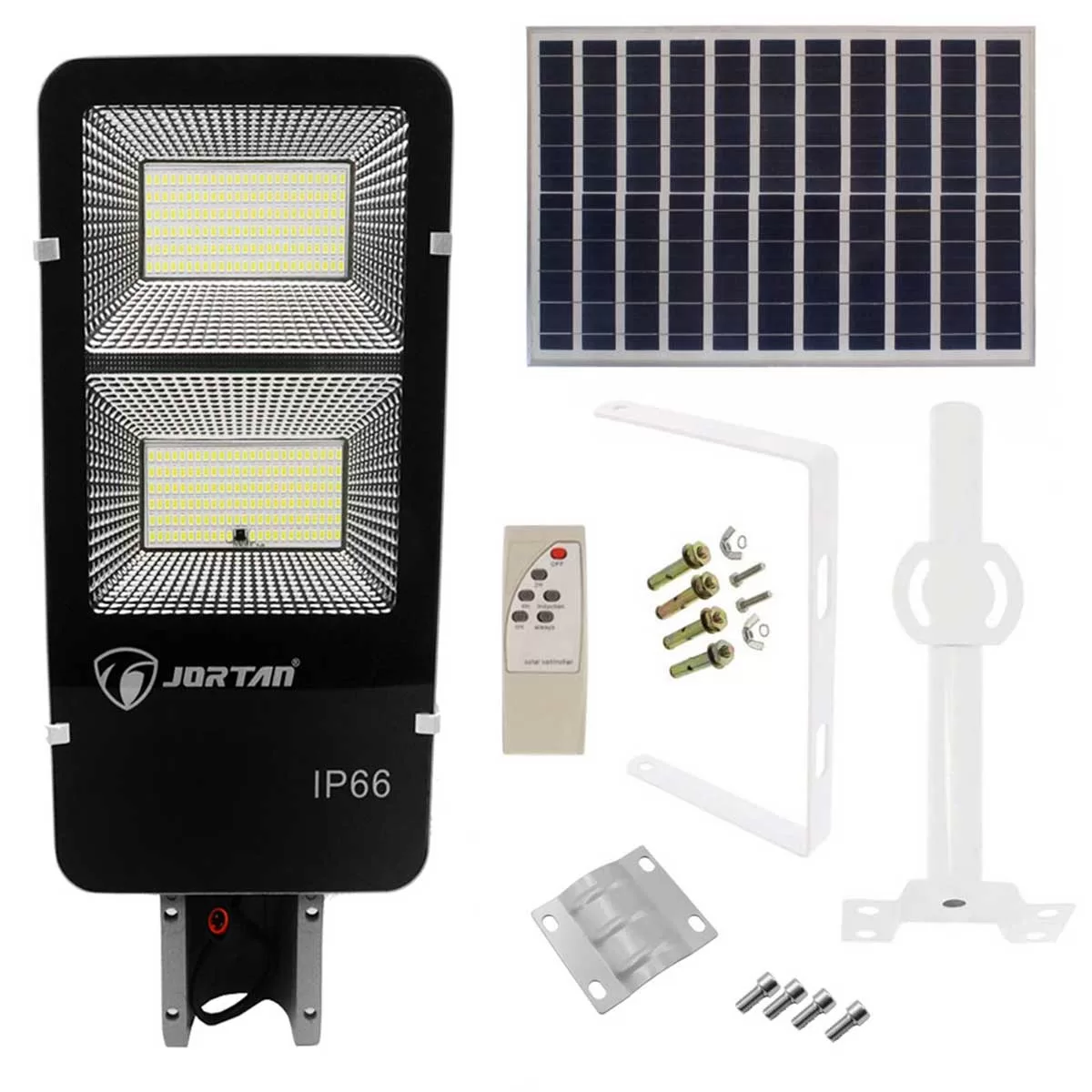 LED Αδιάβροχο Ηλιακό Φωτιστικό Δρόμου 200W 24000LM με Βάση Στήριξης και Τηλεχειριστήριο Jortan JT-YS-200W