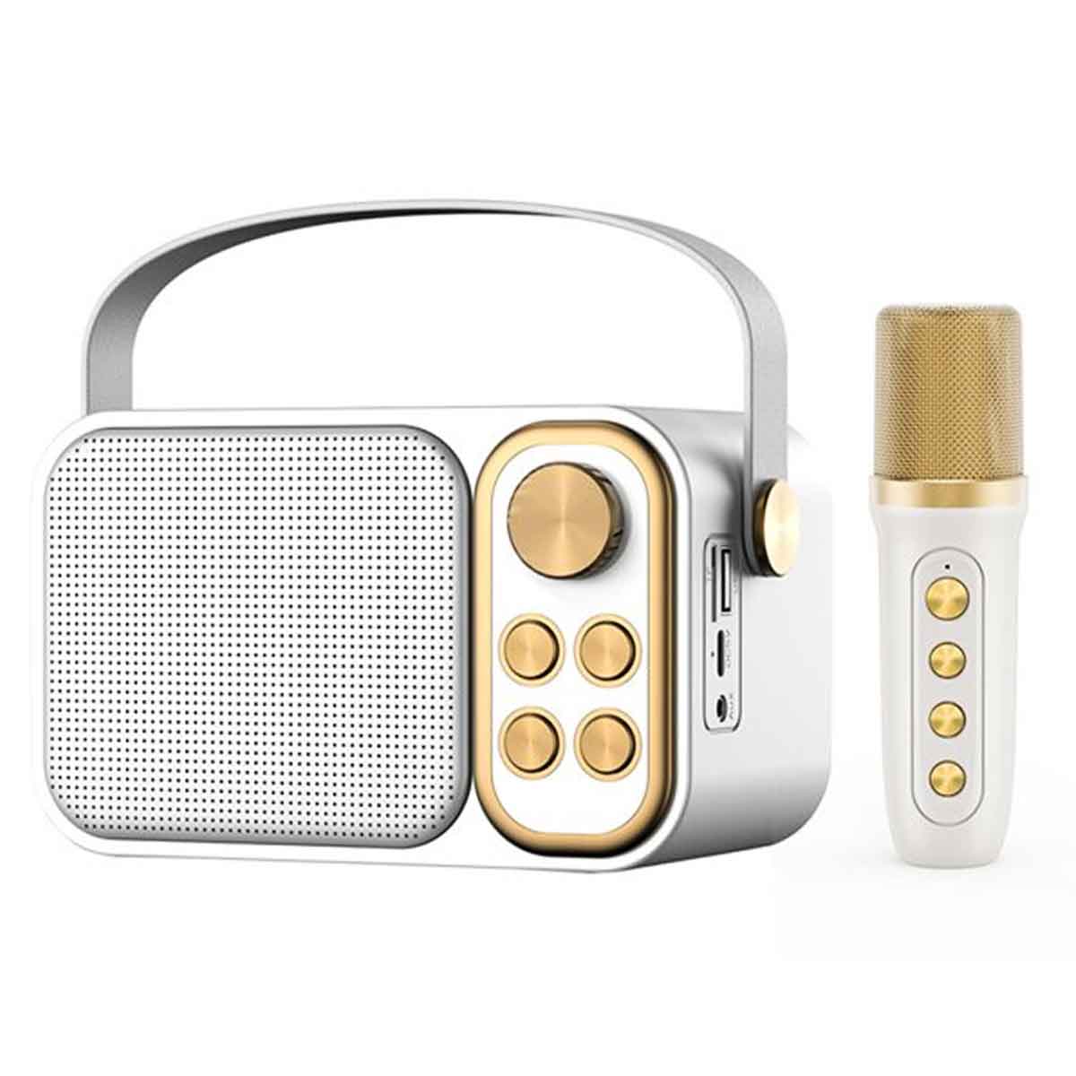 Mini Σύστημα Karaoke με Ασύρματο Μικρόφωνο Bluetooth – TF – USB – AUX YS-104 Λευκό
