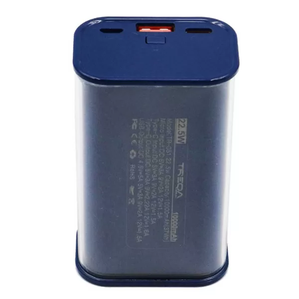 Powerbank 10000 mAh με Θύρα USB και Θύρα USB-C Treqa TR-051 22.5W Μπλε