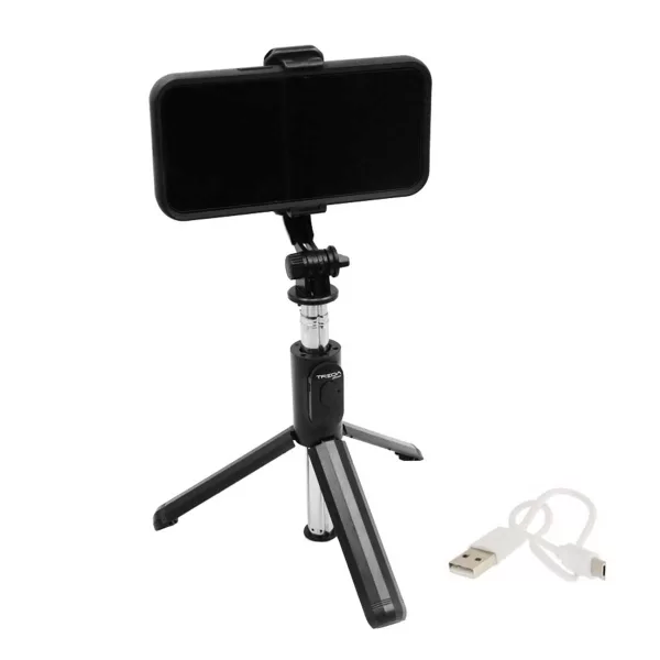 Selfie Stick με Τρίποδο και Τηλεχειριστήριο Bluetooth Treqa Selfie-03 Μαύρο