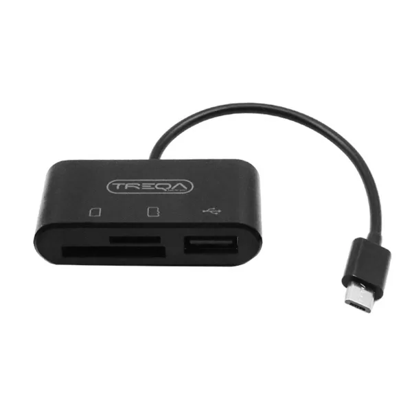 USB Hub OTG και Αναγνώστης Καρτών TF/SD με Βύσμα Micro USB Treqa USB-5 Μαύρο