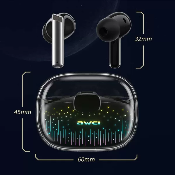 Ακουστικά Earbud Bluetooth Handsfree με Αντοχή στον Ιδρώτα και Θήκη Φόρτισης Awei T52 Pro Μαύρα