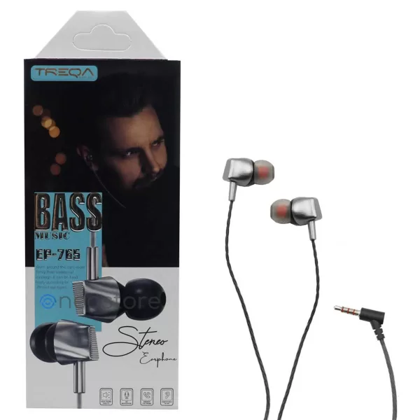 Ακουστικά Κινητού Handsfree In-ear με Βύσμα Jack 3.5mm Treqa EP-765 Γκρι