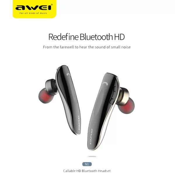 Ακουστικό Bluetooth Handsfree In-ear Awei N1 Γκρι