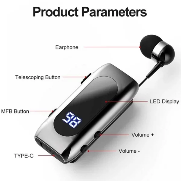 Ακουστικό Bluetooth Handsfree In-ear Πέτου με Δόνηση και Κλιπ K-55 Ασημί