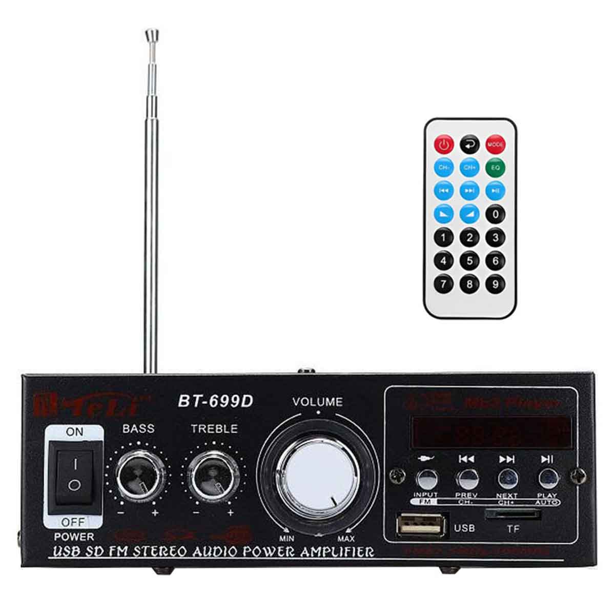 Ενισχυτής με Λειτουργία Bluetooth-FM-USB-TF-AUX και Τηλεχειριστήριο 12V/220V BT-699D