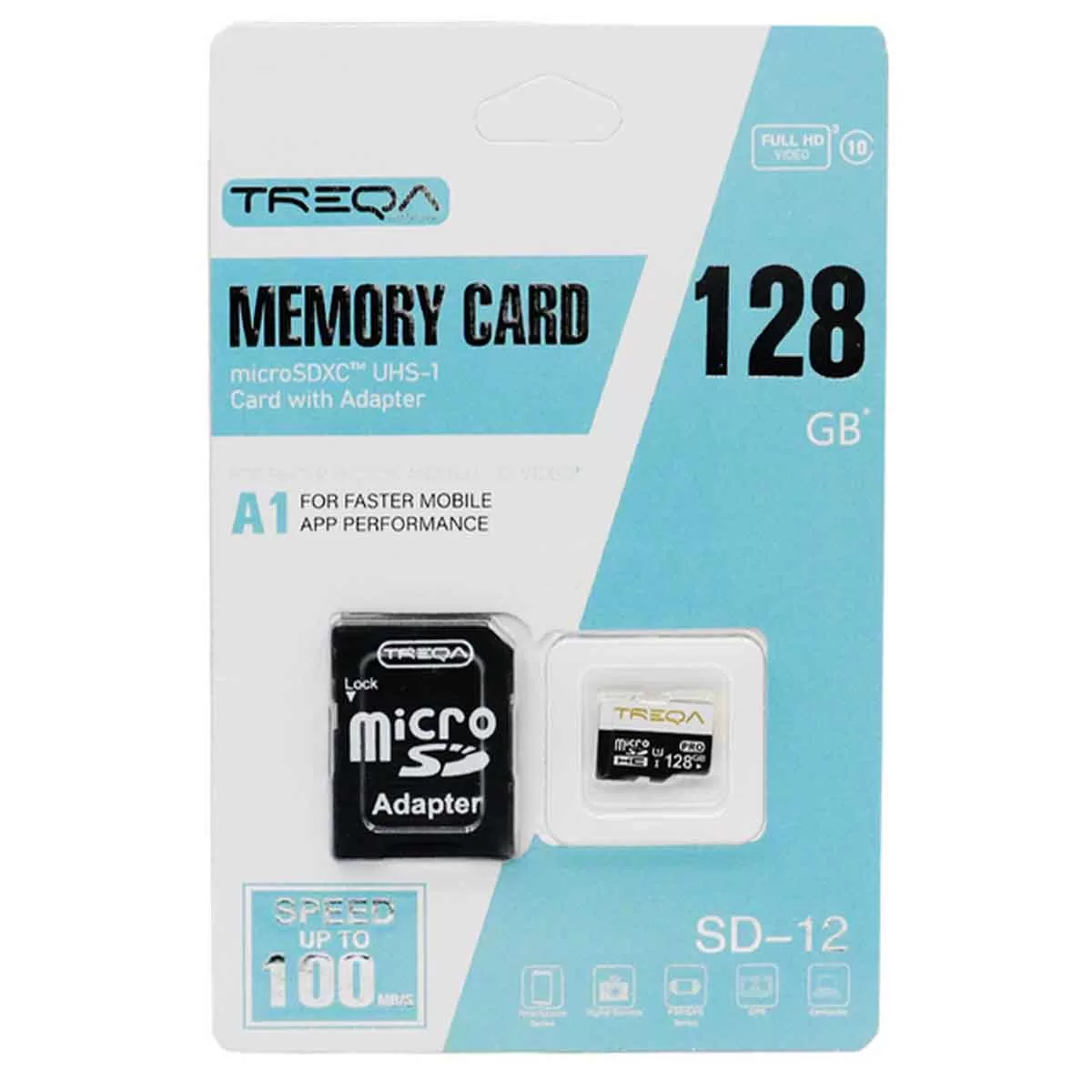 Κάρτα Μνήμης Micro SDHC 128GB Class 10 U1 A1 UHS-1 με Αντάπτορα SD Treqa SD-12-128GB