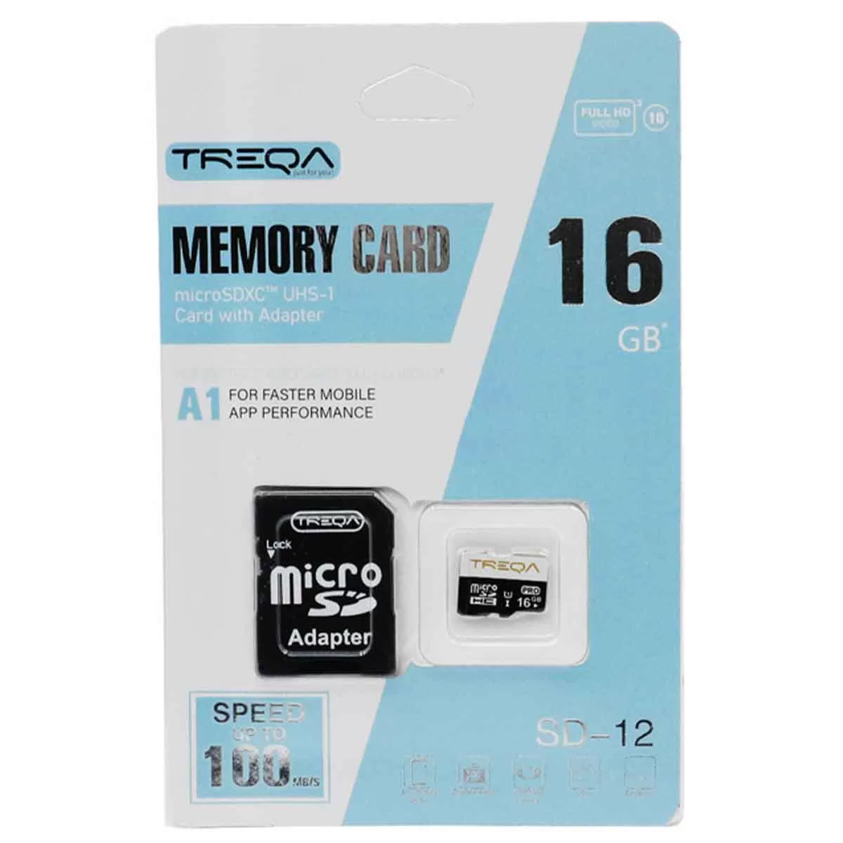 Κάρτα Μνήμης Micro SDHC 16GB Class 10 U1 A1 UHS-1 με Αντάπτορα SD Treqa SD-12-16GB