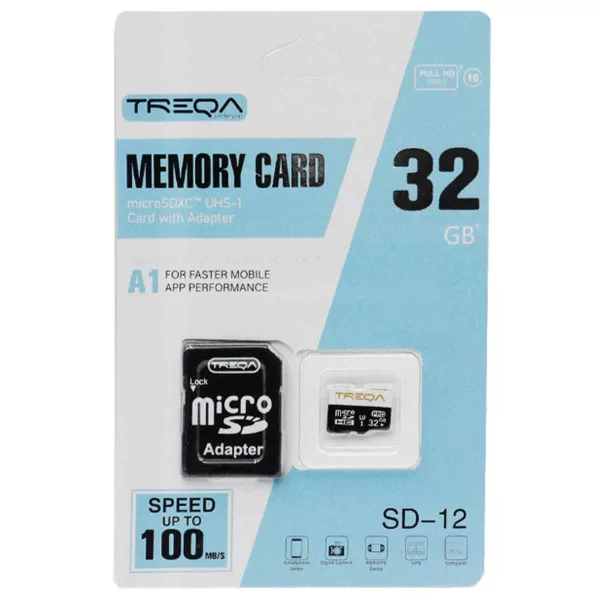 Κάρτα Μνήμης Micro SDHC 32GB Class 10 U1 A1 UHS-1 με Αντάπτορα SD Treqa SD-12-32GB