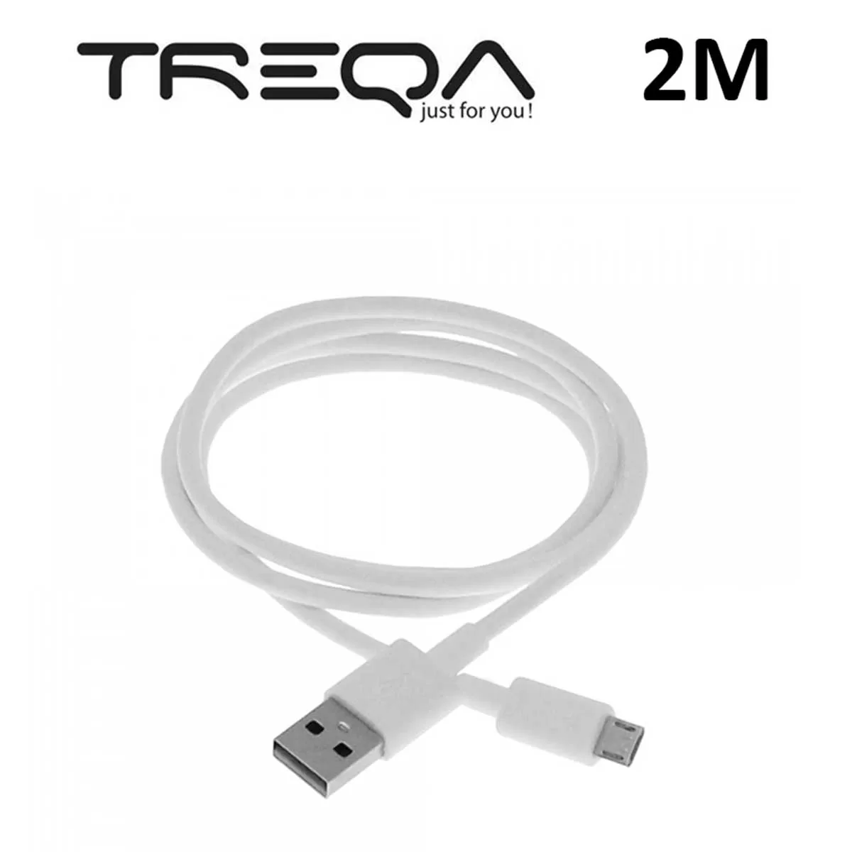 Καλώδιο Γρήγορης Φόρτισης 2.1A και Μεταφοράς Δεδομένων 2m USB σε Micro USB Treqa CA-2011 Λευκό