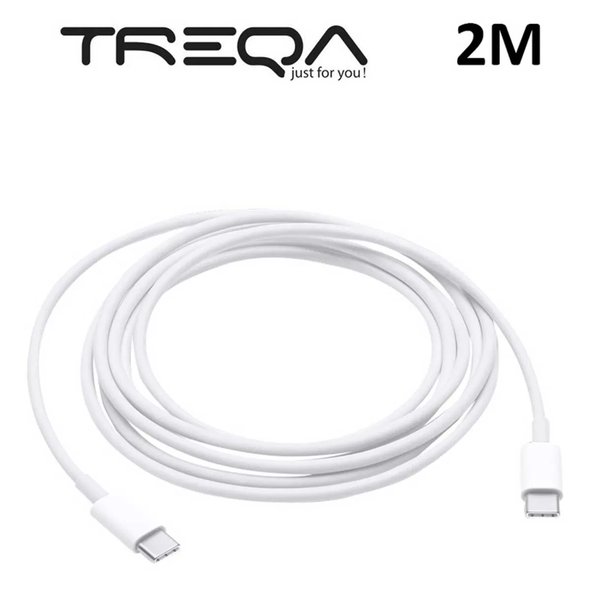 Καλώδιο Γρήγορης Φόρτισης και Μεταφοράς Δεδομένων 2m Type-c σε Type-c Treqa CA-2015 Λευκό