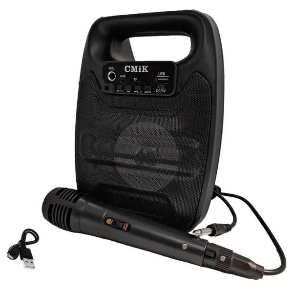 Σύστημα Karaoke 4″ Bluetooth με Ενσύρματο Μικρόφωνο και FM, USB, AUX, TF CMiK MK-416 Μαύρο
