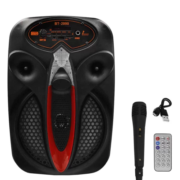 Σύστημα Karaoke 8″ Bluetooth με Ενσύρματο Μικρόφωνο και FM, USB, AUX, TF BT-2090 Μαύρο