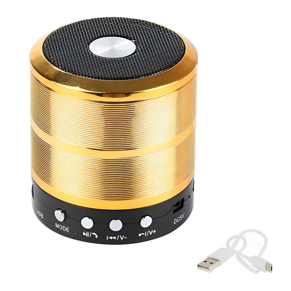 Φορητό Ασύρματο Ηχείο Bluetooth 5W με Διάρκεια Μπαταρίας έως 3 Ώρες USB/TF/FM WS-887 Χρυσό