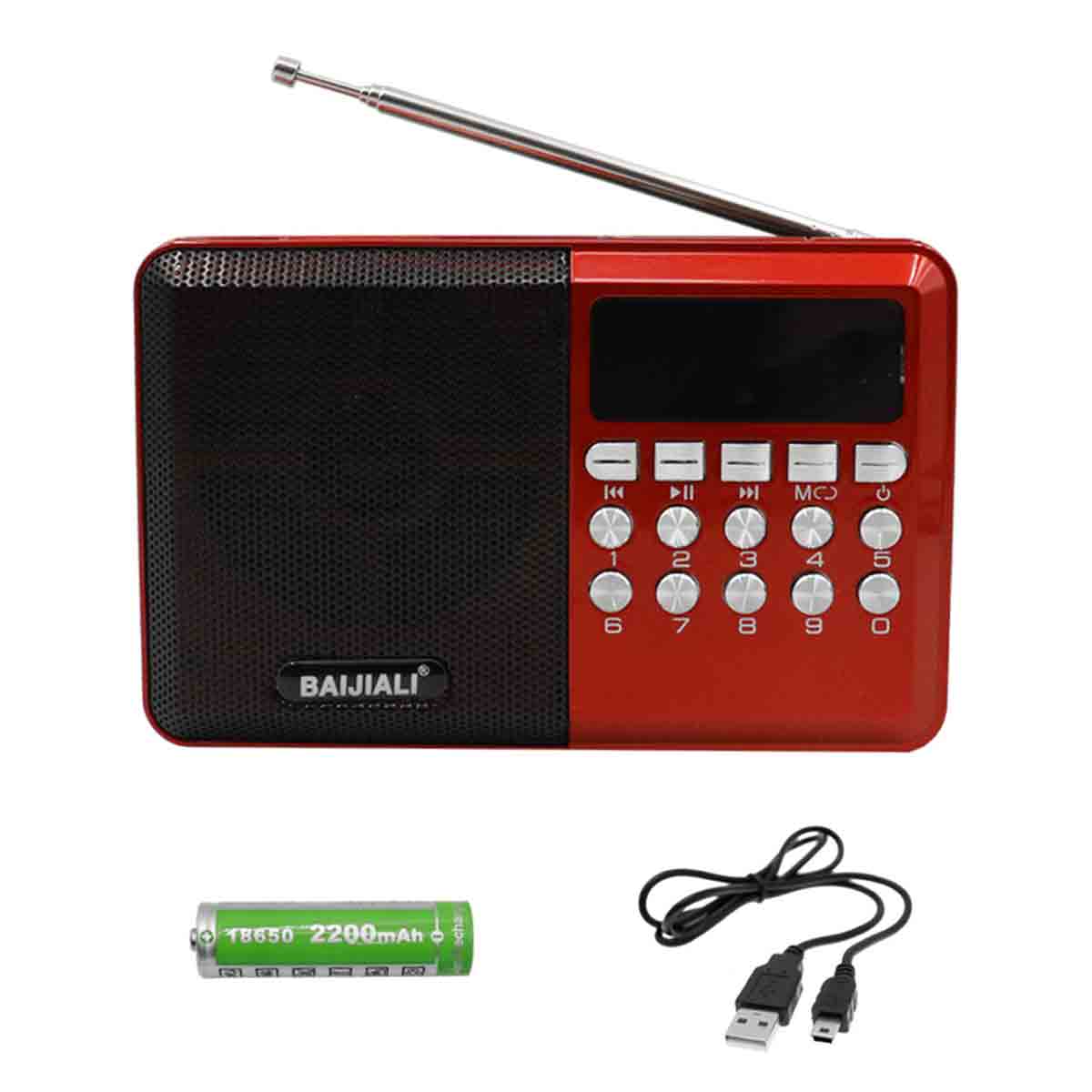 Φορητό Ηχείο Bluetooth με Ραδιόφωνο TF, USB και AUX BAIJIALI BJL-62 Κόκκινο