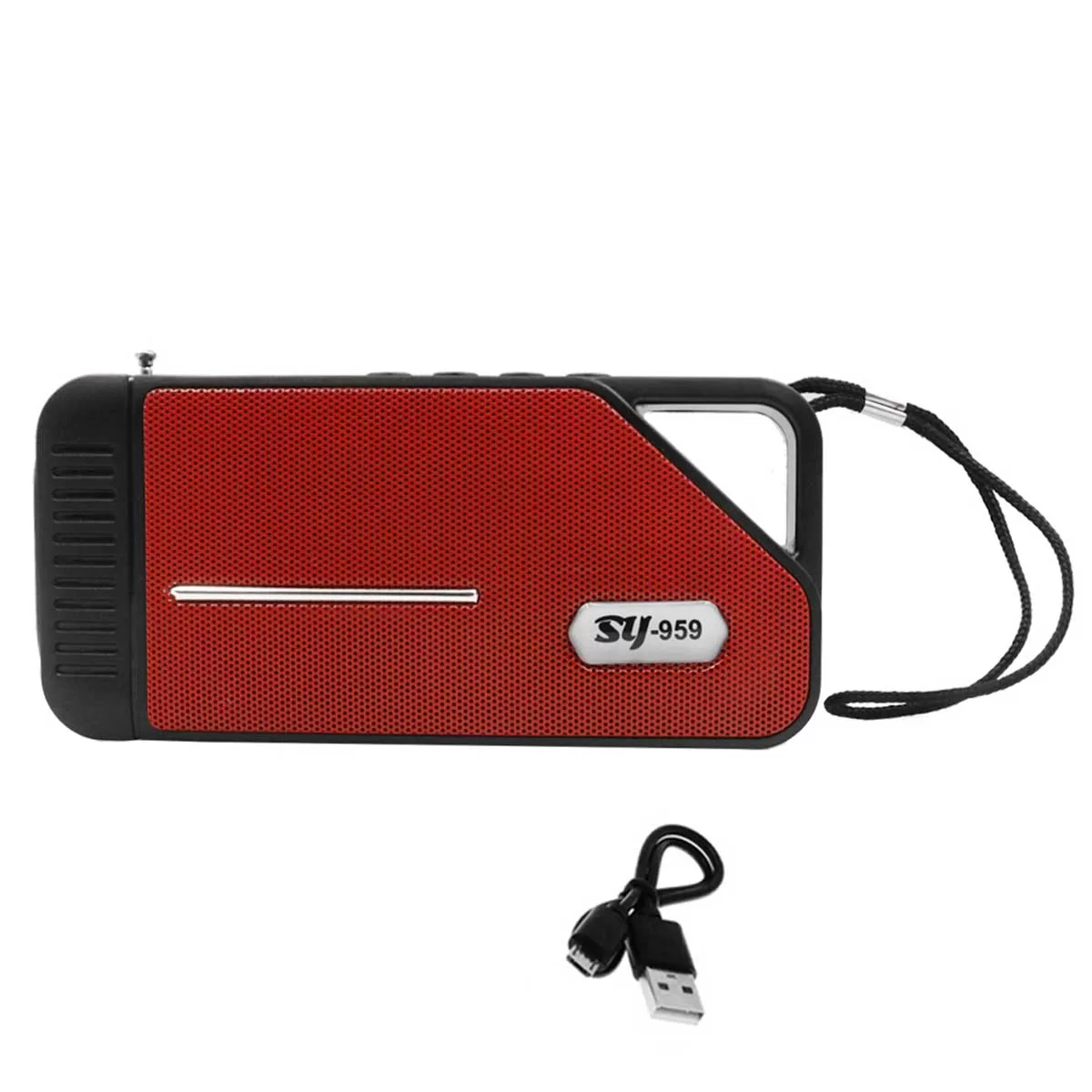 Φορητό Ηχείο Bluetooth με Ραδιόφωνο TF, USB, και Ηλιακό Πάνελ SY-959-R Κόκκινο