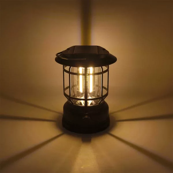 LED Φωτιστικό Φανάρι Μπαταρίας με Γάντζο για Camping COB Θερμό Λευκό GB-23 Μαύρο
