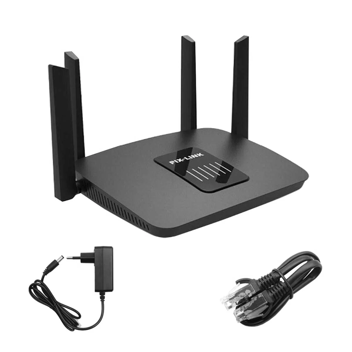 Ασύρματο Router Wi‑Fi 2.4 και 5GHz με 4 Θύρες Ethernet Pix-Link LV-AC06 Μαύρο