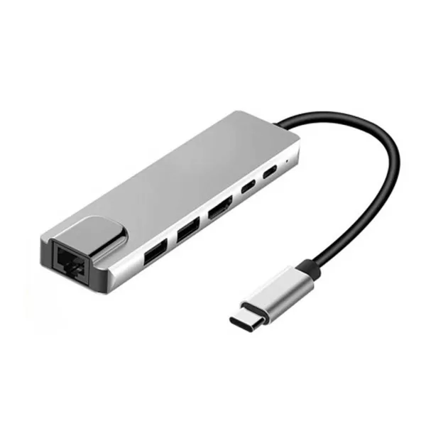Μετατροπέας 6 σε 1 Τype C σε HDMI – 2 x USB 3.0 – 2 x Type C – Ethernet YWX – TYPE C 6 X 1