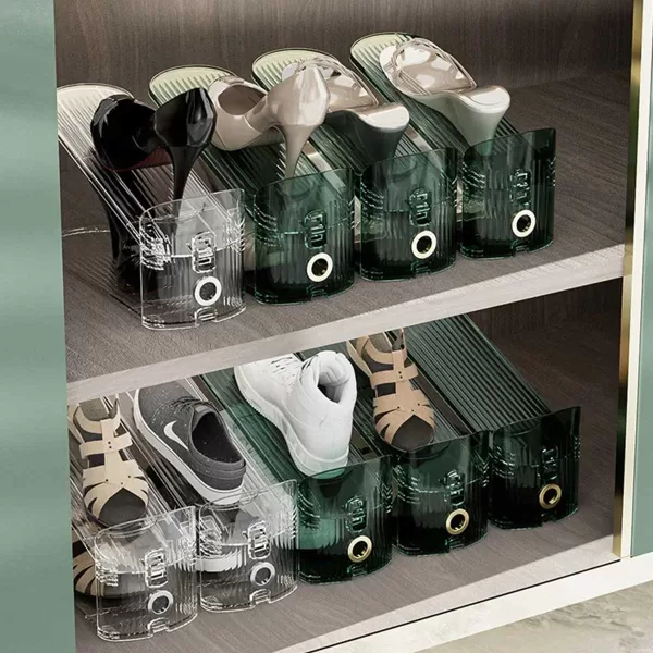Σετ Πλαστικές Επιτραπέζιες Βάσεις Οργάνωσης με 2 Ράφια για Παπούτσια σε Πράσινο Χρώμα CX-204