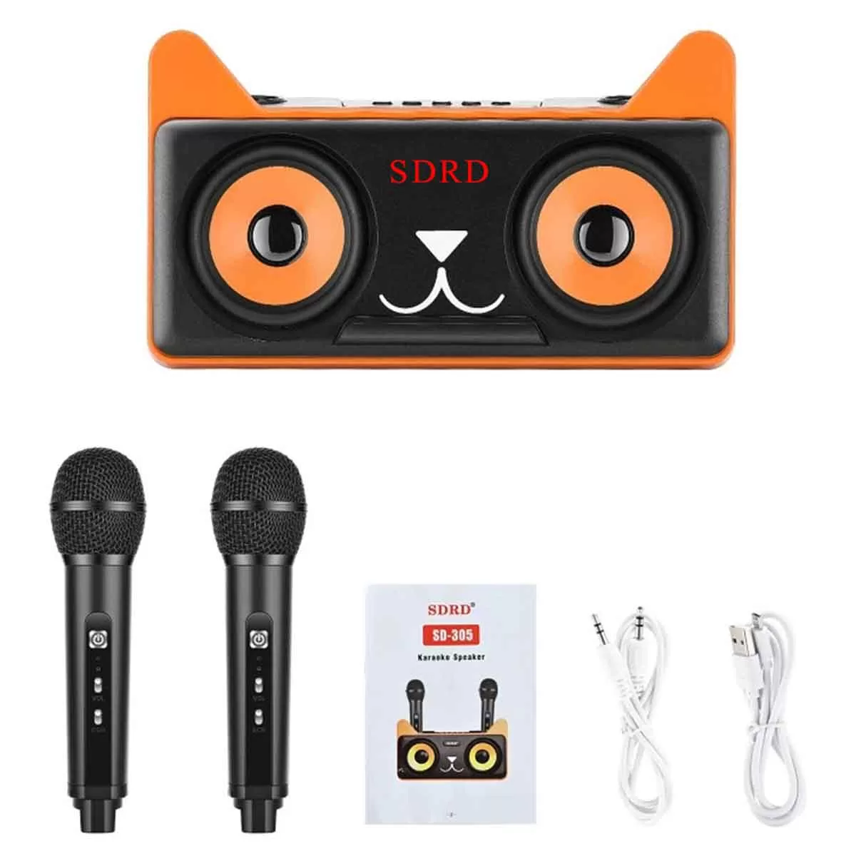 Σύστημα Karaoke με Ασύρματα Μικρόφωνα και SD, USB, AUX, TF SD-305 Μαύρο