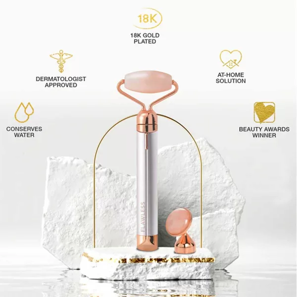 Συσκευή Μασάζ Προσώπου από Ροζ Χαλαζία Flawless Micro Vibrating Roller & Massager
