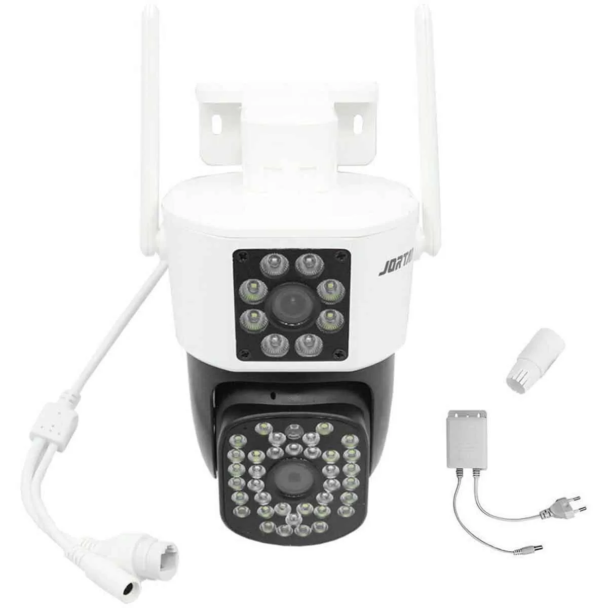 IP Διπλή Κάμερα Παρακολούθησης Wi-Fi 1080p IP66 Αδιάβροχη με Φακό 3.6mm Jortan JT-8293 Λευκή-Μαύρη