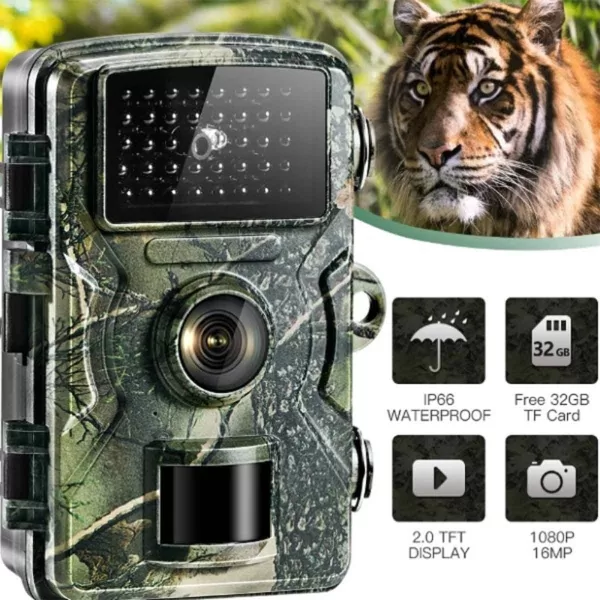 Υπέρυθρη αδιάβροχη κάμερα κυνηγιού Night Vision Trail 2″ 1080P 16MP LW4066